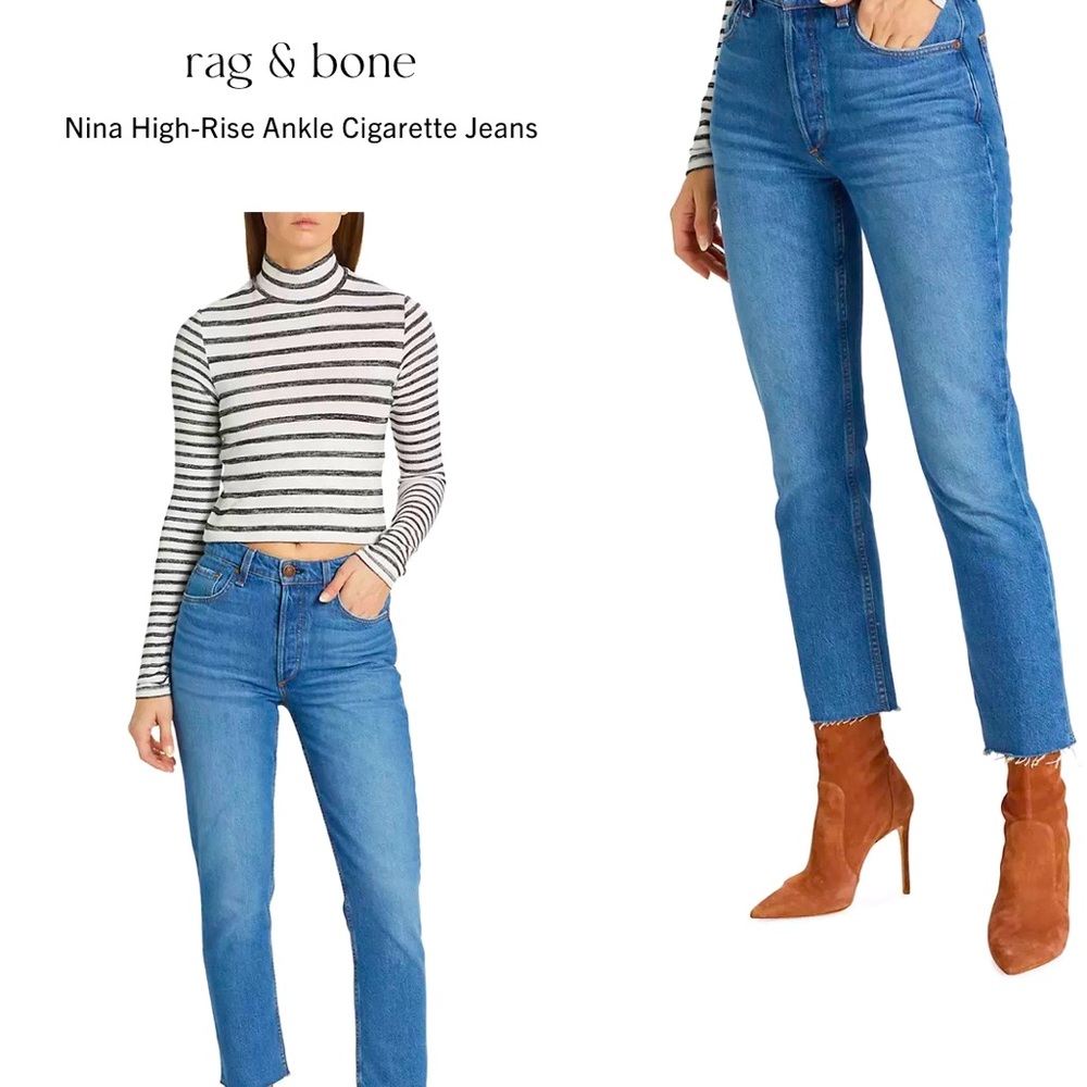 NWOT rag & bone  Nina, high rise, ankle cigarette jeans